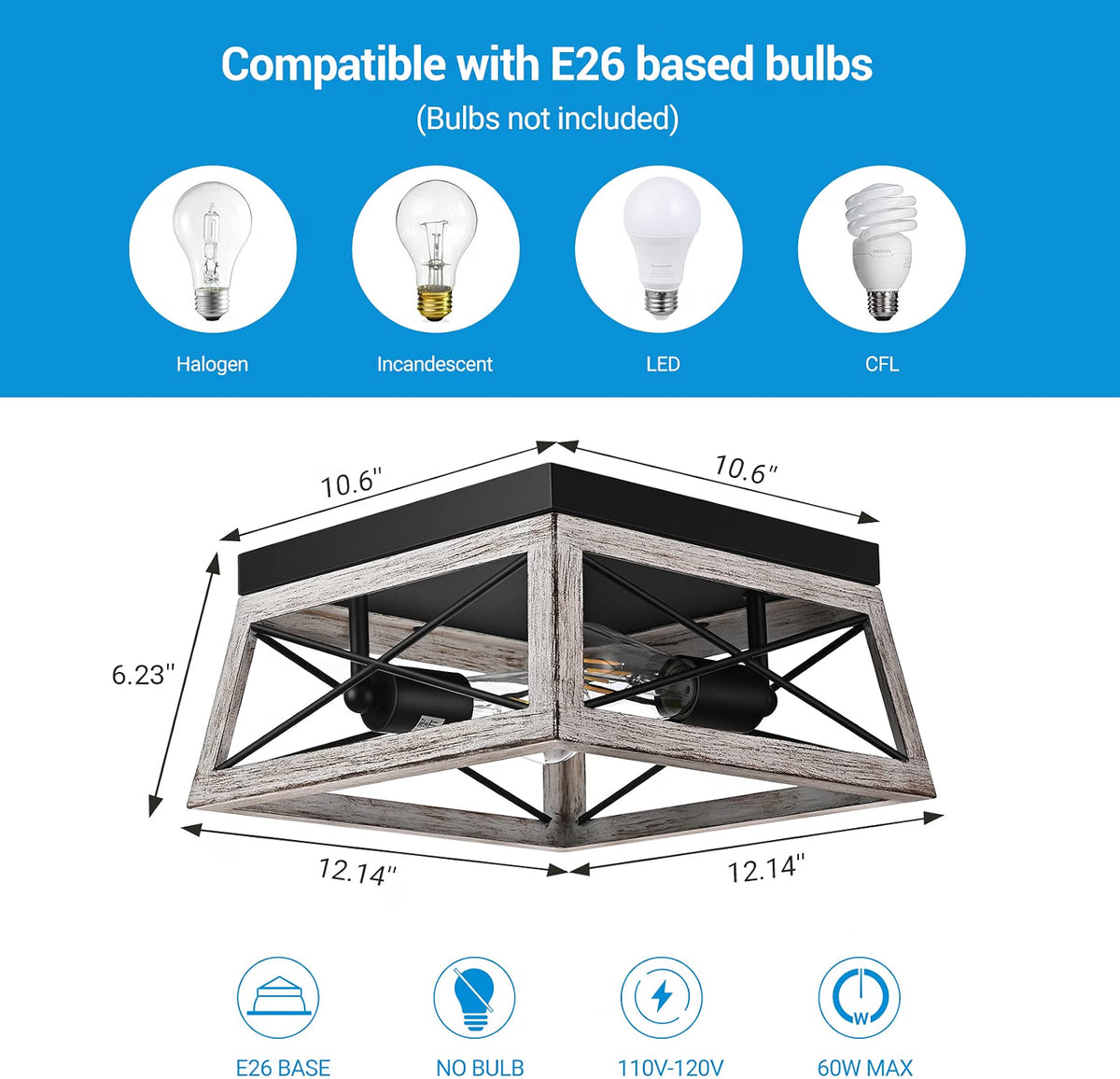 Pendant Light Farmhouse Flush Mount Ceiling Light