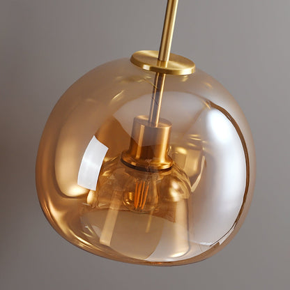 Bubble Glass Pendant Light | Vintage Retro Amber Ceiling Lamp