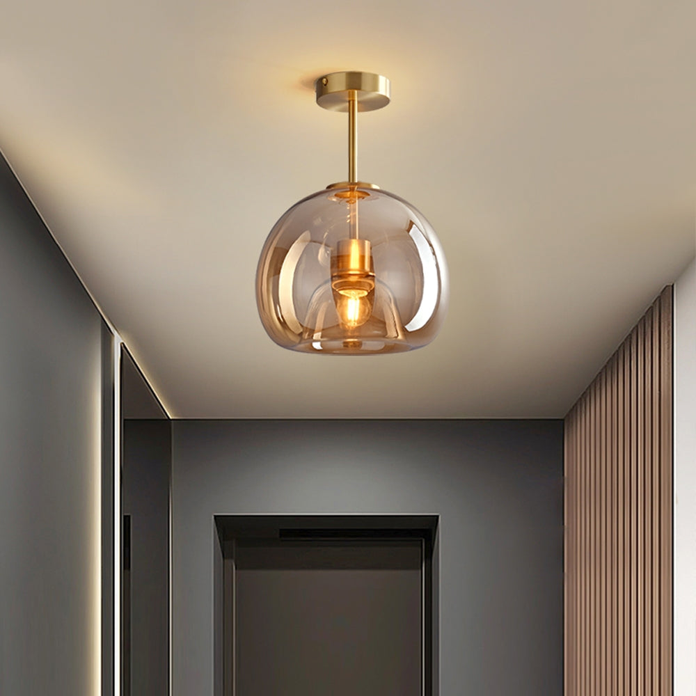 Bubble Glass Pendant Light | Vintage Retro Amber Ceiling Lamp