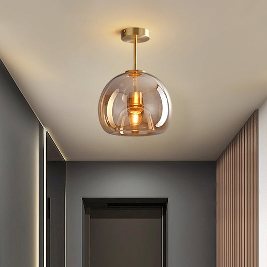 Bubble Glass Pendant Light | Vintage Retro Amber Ceiling Lamp