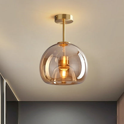 Bubble Glass Pendant Light | Vintage Retro Amber Ceiling Lamp