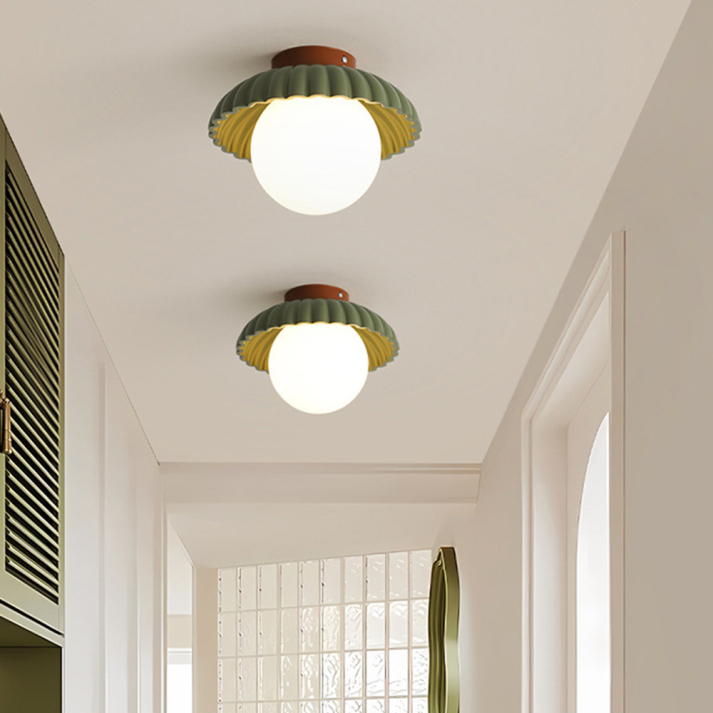 Ceiling Light | Iron Hallway Modern Glass & Metal Flush Mount