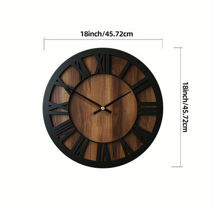 Wall Clock | Vintage Wooden Roman Numeral Design | Home Decor Piece