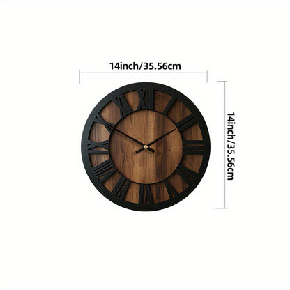 Wall Clock | Vintage Wooden Roman Numeral Design | Home Decor Piece