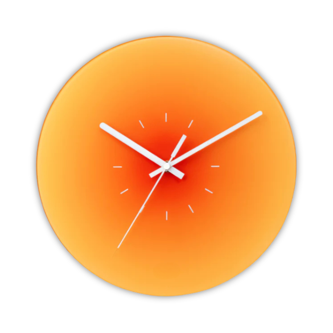 Glass Wall Clock | Modern Sunset Gradient Design | Decorative Timepiece