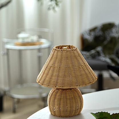 Desk Lamp | Bamboo Woven USB-Powered Boho Accent Light | Home Decor