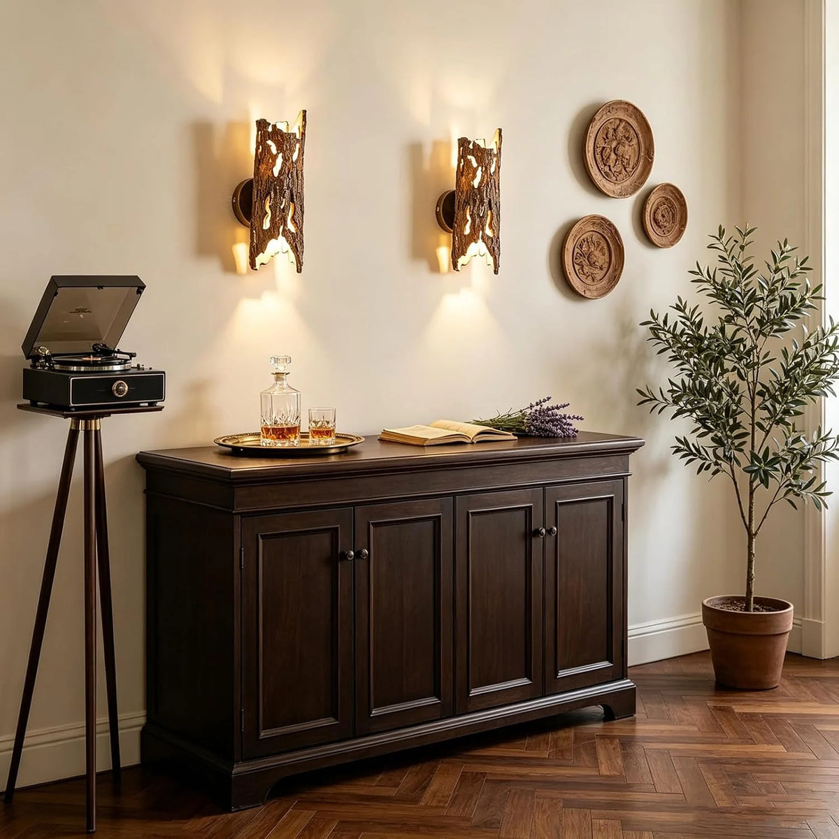 Wabi-Sabi Hollow Deadwood Resin Wall Lamp, 2-Light Wall Sconce