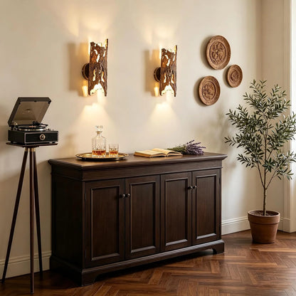 Wabi-Sabi Hollow Deadwood Resin Wall Lamp, 2-Light Wall Sconce