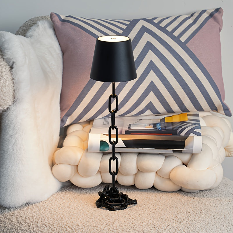 Table Lamp | Modern Chain-Link | Rechargeable Touch LED Cordless Light