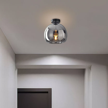 Bubble Glass Pendant Light | Vintage Retro Amber Ceiling Lamp