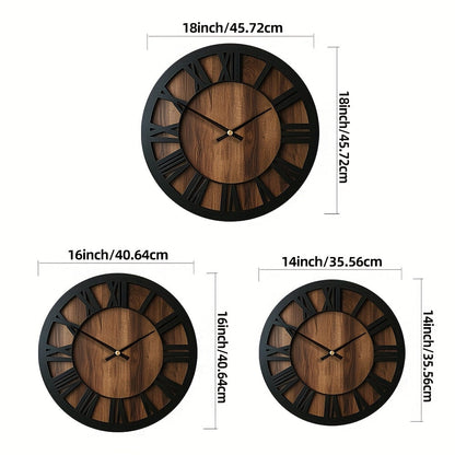 Wall Clock | Vintage Wooden Roman Numeral Design | Home Decor Piece