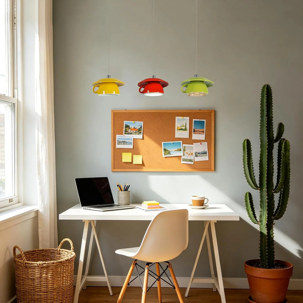 Ceramic Coffee Cup Pendant Light, 5.7" Nordic Hanging Ceiling Light for Kitchen Island, Bar & Hallwa