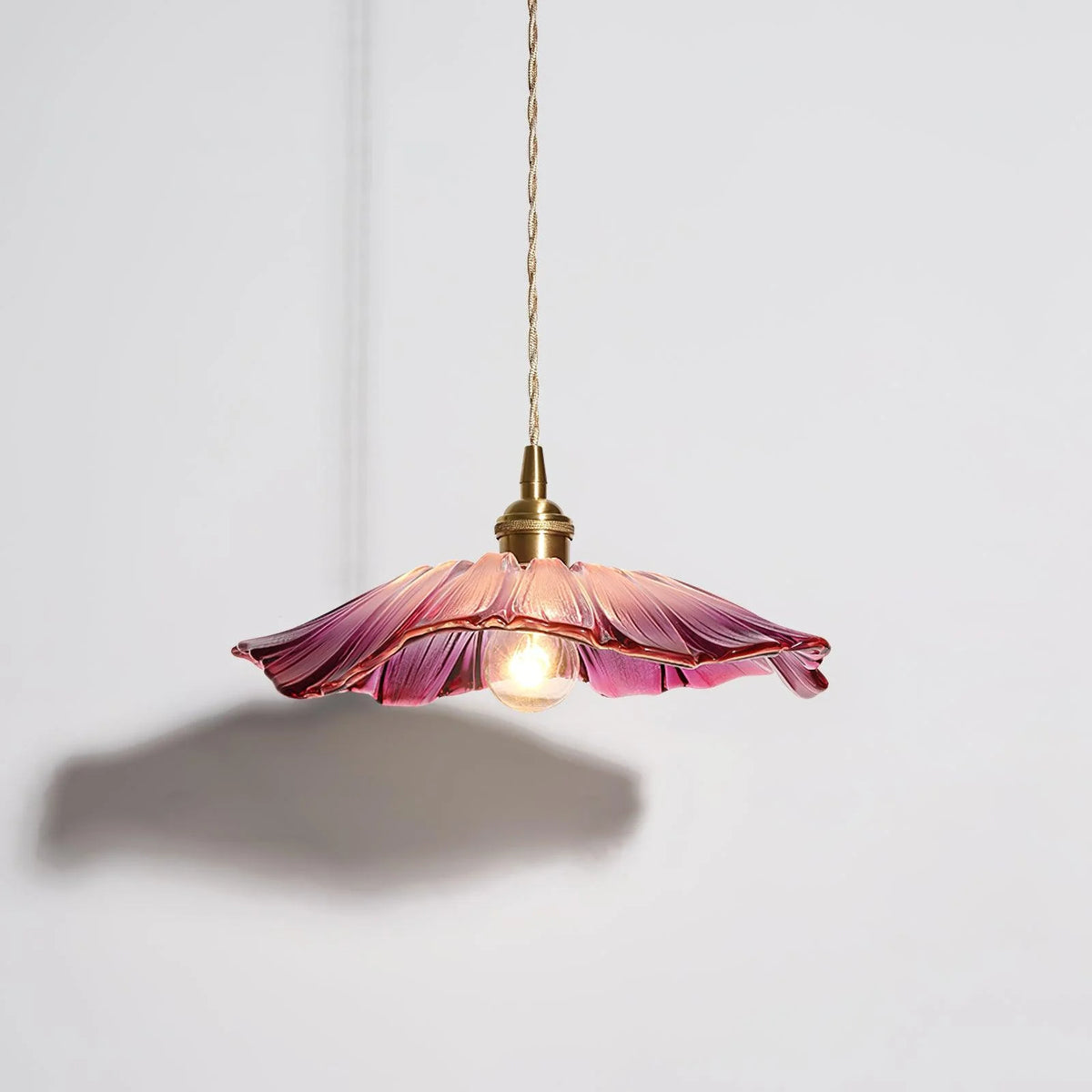 Flower Glass Pendant Lamp Retro Transparent Ceiling Light | Glass & Copper | E26 E27 LED Compatible | Warm Ambient Indoor Lighting