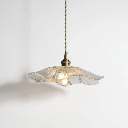 Flower Glass Pendant Lamp Retro Transparent Ceiling Light | Glass & Copper | E26 E27 LED Compatible | Warm Ambient Indoor Lighting
