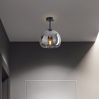 Bubble Glass Pendant Light | Vintage Retro Amber Ceiling Lamp