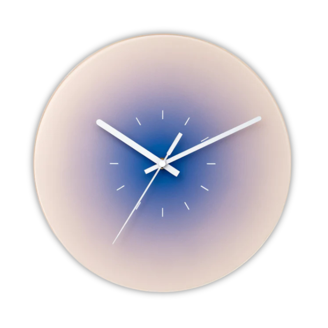 Glass Wall Clock | Modern Sunset Gradient Design | Decorative Timepiece