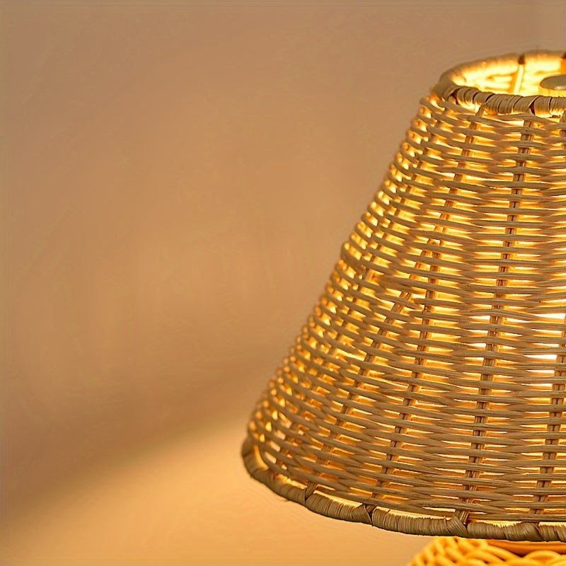 Desk Lamp | Bamboo Woven USB-Powered Boho Accent Light | Home Decor