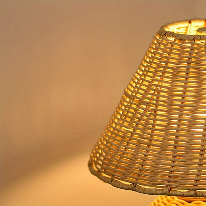Desk Lamp | Bamboo Woven USB-Powered Boho Accent Light | Home Decor