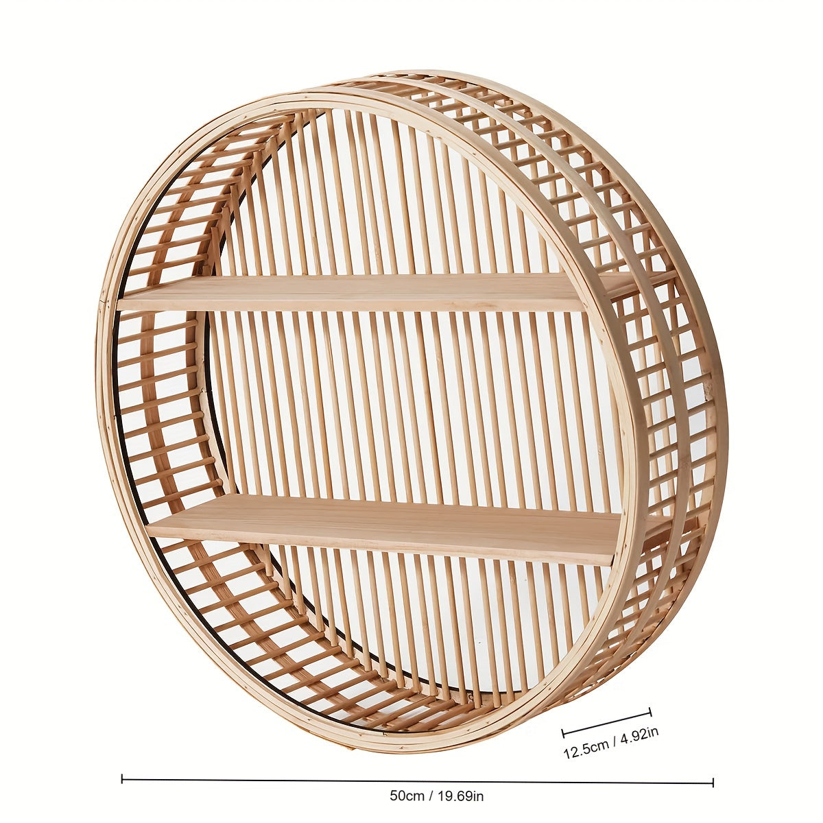 Bamboo Wall Shelf | Round Handmade Boho Floating Organizer for Home Decor