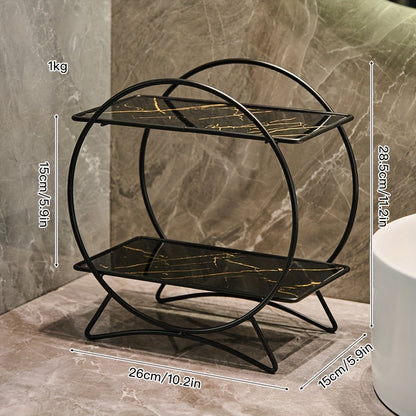 Bathroom Organiser | Double-Tiered Metal Cosmetic & Skincare Shelf | Cat Ear Base