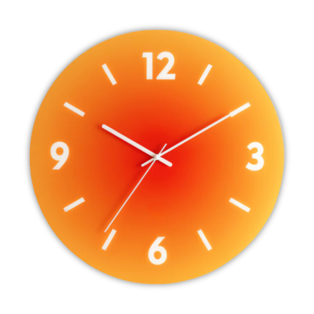 Glass Wall Clock | Modern Sunset Gradient Design | Decorative Timepiece