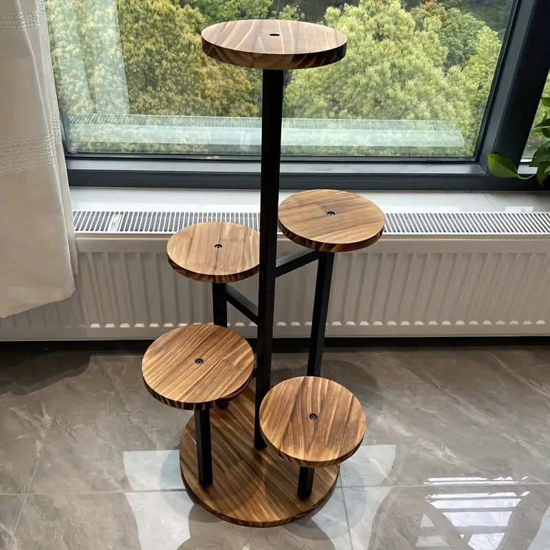 Wooden Plant Stand | 6-Tier Round Indoor Flower Pot Shelf - Verdura