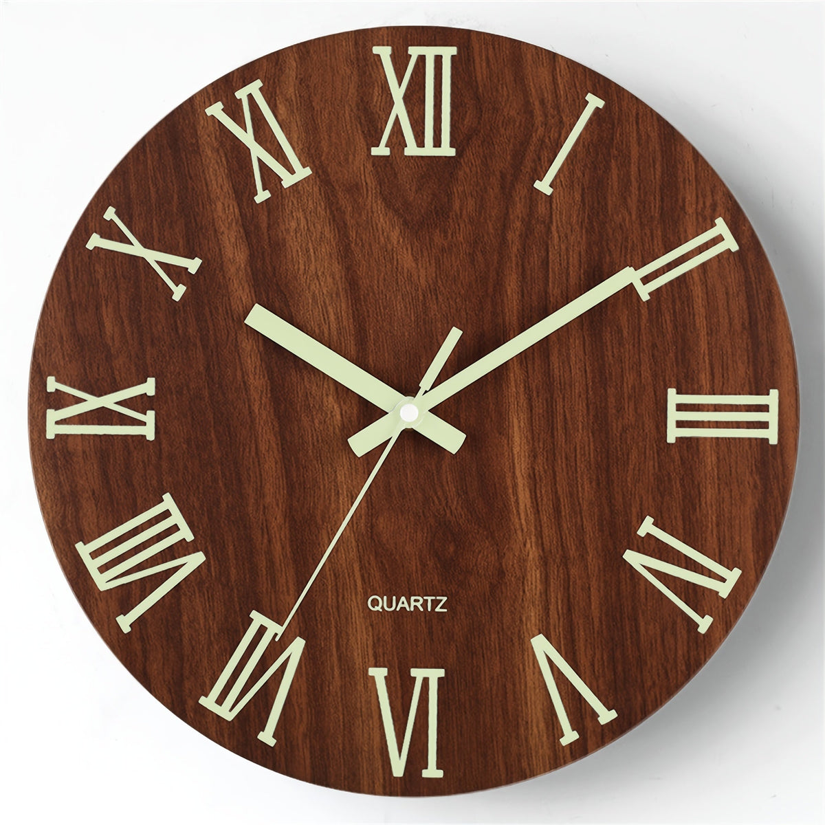 Walnut Wall Clock | Luminous Silent Glow-in-the-Dark Wooden Design