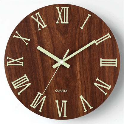 Walnut Wall Clock | Luminous Silent Glow-in-the-Dark Wooden Design