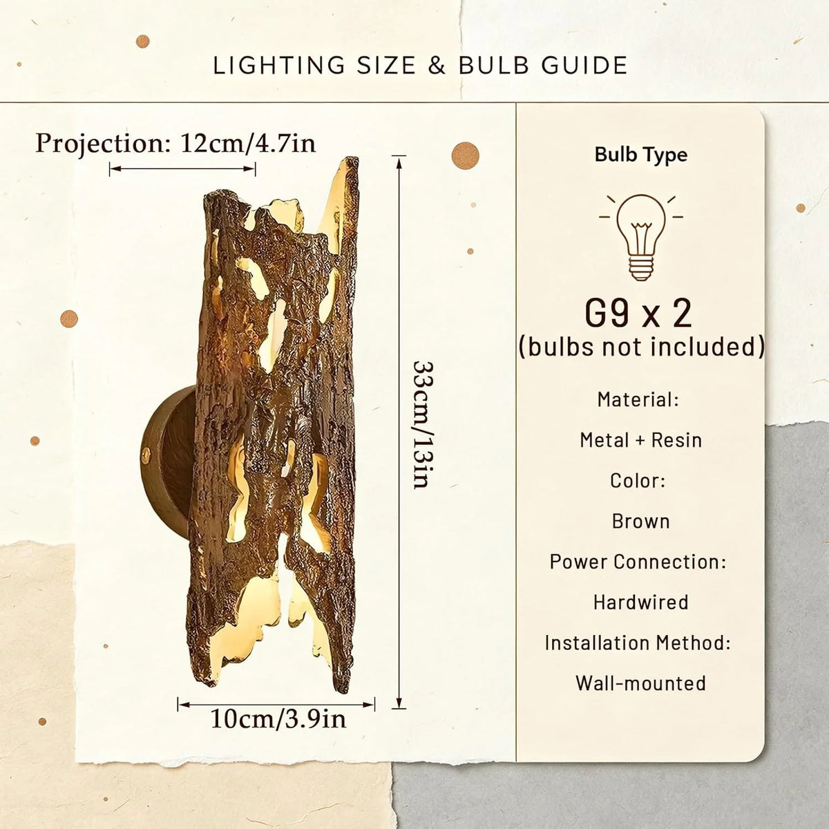 Wabi-Sabi Hollow Deadwood Resin Wall Lamp, 2-Light Wall Sconce
