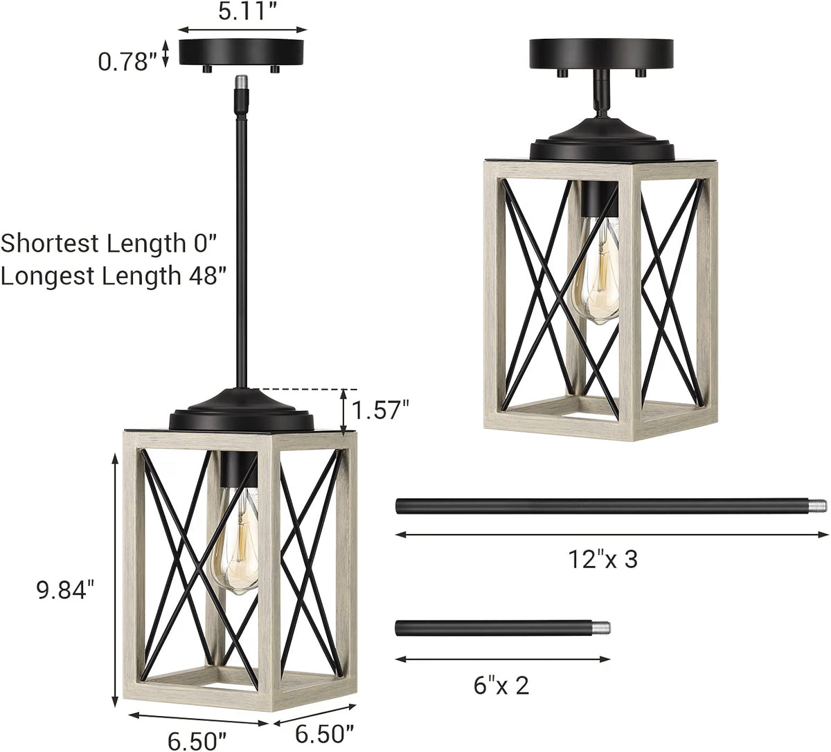 Pendant Light Farmhouse Flush Mount Ceiling Light