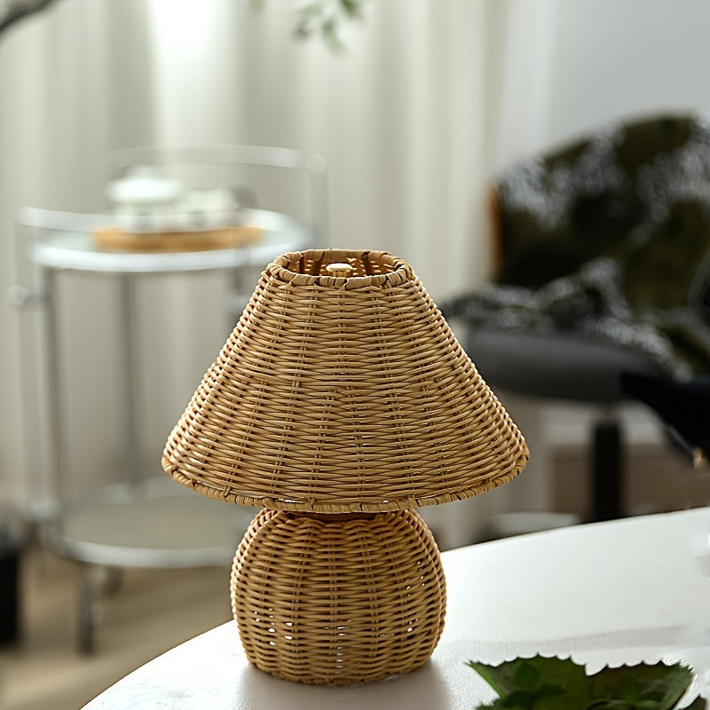 Desk Lamp | Bamboo Woven USB-Powered Boho Accent Light | Home Decor