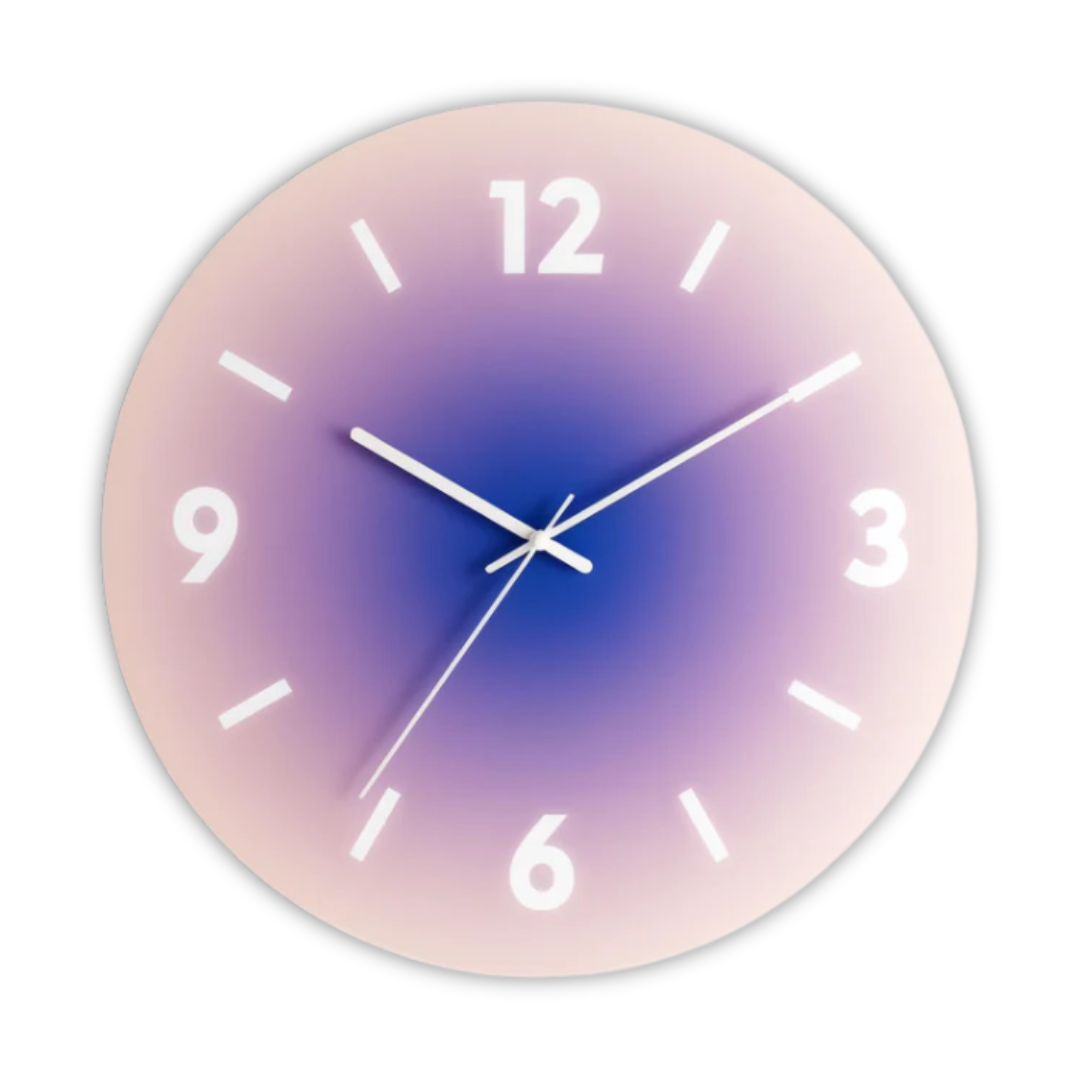Glass Wall Clock | Modern Sunset Gradient Design | Decorative Timepiece