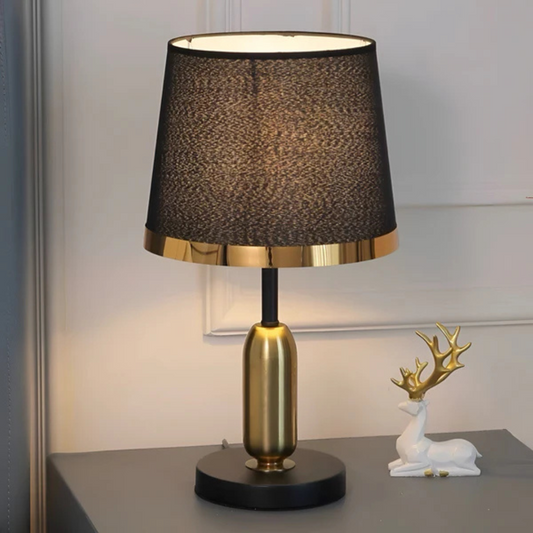 Accent Table Lamp | Vintage Black & Gold | Modern Retro Decorative Light