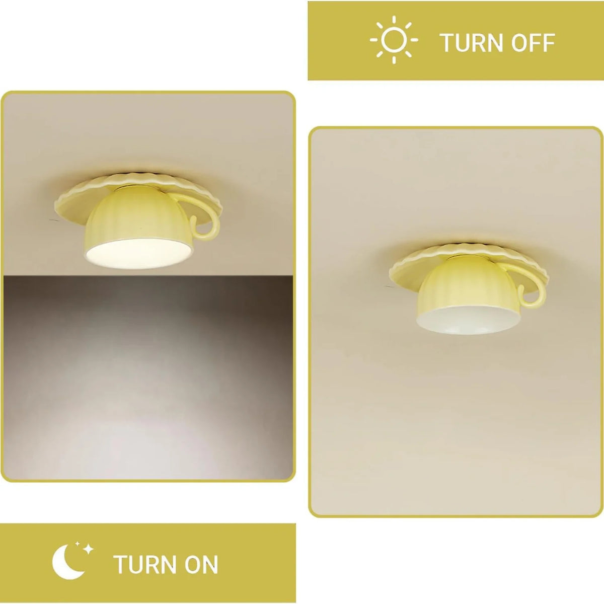 Modern Ceramic Teacup Flush Mount Ceiling Light, Decorative Recessed Fixture for Cafés, Bedrooms & Closets