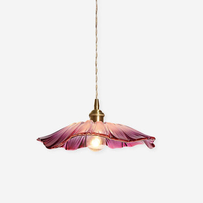 Flower Glass Pendant Lamp Retro Transparent Ceiling Light | Glass & Copper | E26 E27 LED Compatible | Warm Ambient Indoor Lighting