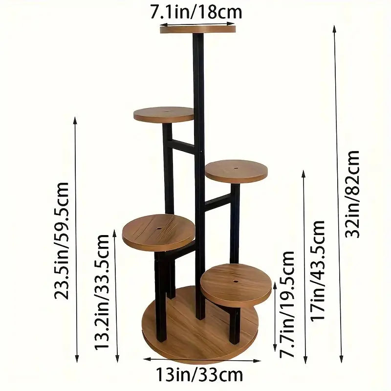 Wooden Plant Stand | 6-Tier Round Indoor Flower Pot Shelf - Verdura
