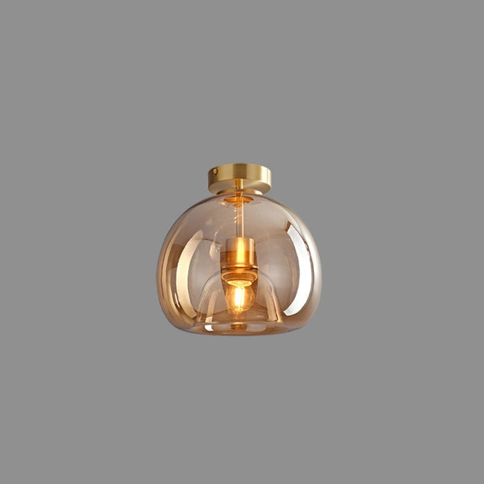 Bubble Glass Pendant Light | Vintage Retro Amber Ceiling Lamp