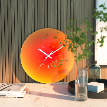 Glass Wall Clock | Modern Sunset Gradient Design | Decorative Timepiece