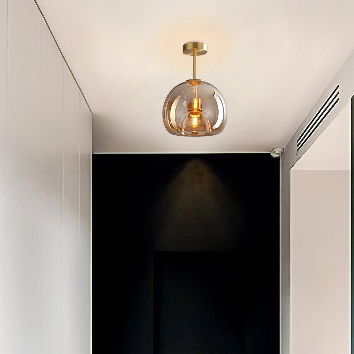 Bubble Glass Pendant Light | Vintage Retro Amber Ceiling Lamp