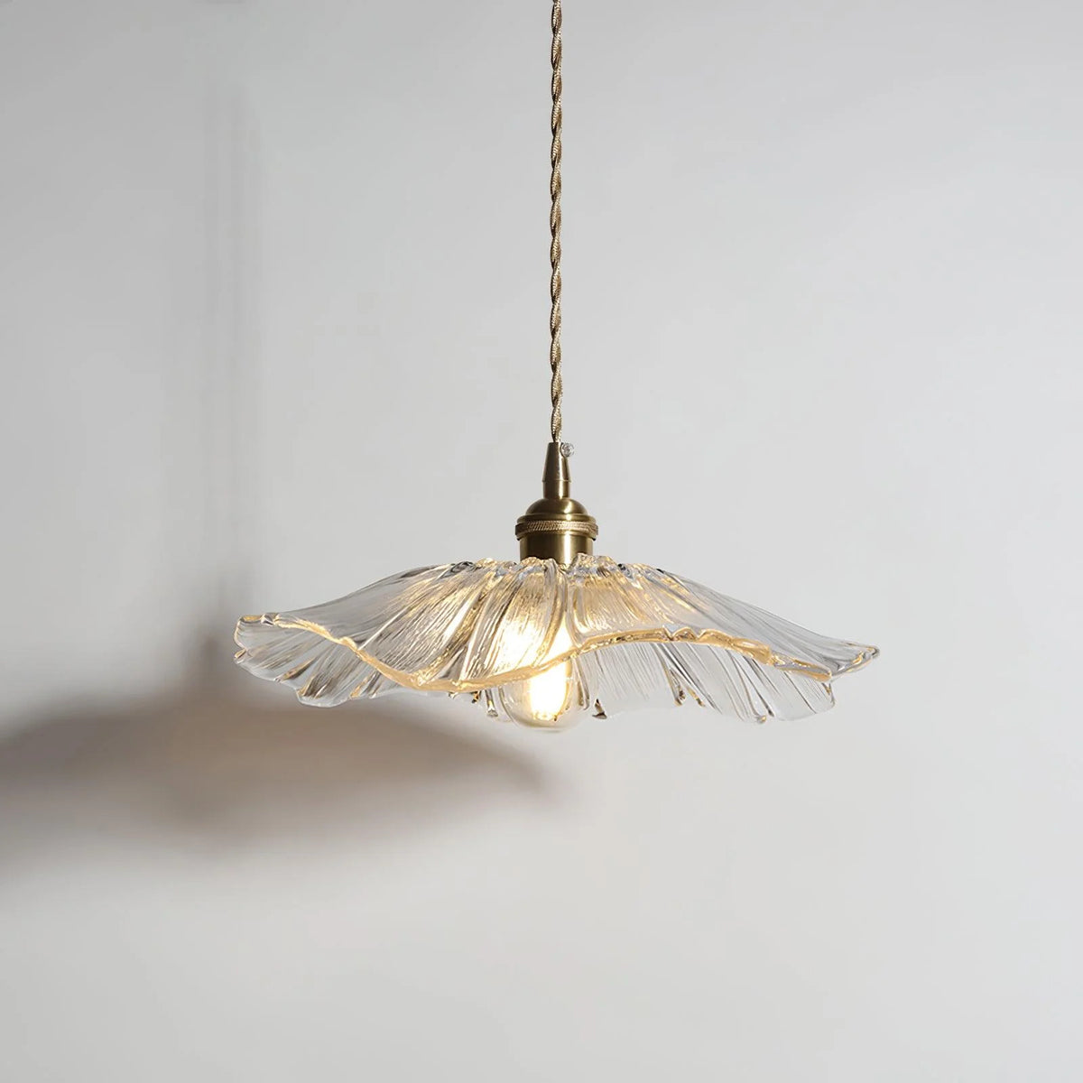 Flower Glass Pendant Lamp Retro Transparent Ceiling Light | Glass & Copper | E26 E27 LED Compatible | Warm Ambient Indoor Lighting