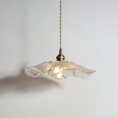 Flower Glass Pendant Lamp Retro Transparent Ceiling Light | Glass & Copper | E26 E27 LED Compatible | Warm Ambient Indoor Lighting