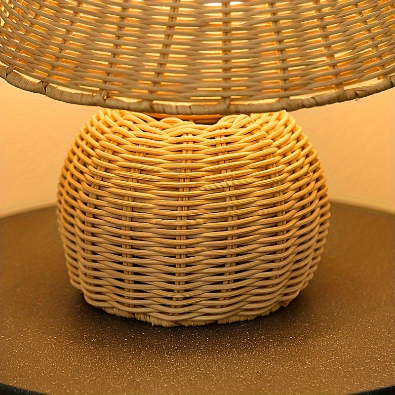 Desk Lamp | Bamboo Woven USB-Powered Boho Accent Light | Home Decor