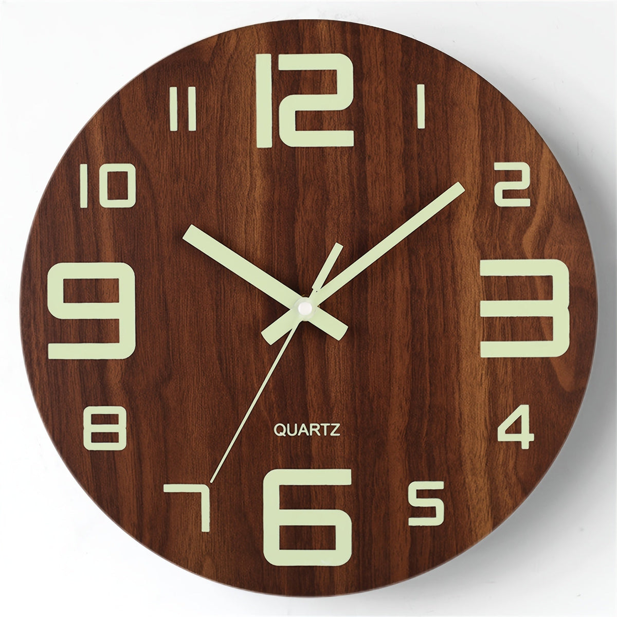 Walnut Wall Clock | Luminous Silent Glow-in-the-Dark Wooden Design