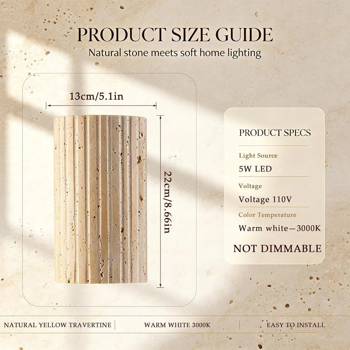 Up & down Natural Stone Wall Sconce, Modern Indoor Wall Light Fixture