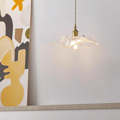 Flower Glass Pendant Lamp Retro Transparent Ceiling Light | Glass & Copper | E26 E27 LED Compatible | Warm Ambient Indoor Lighting