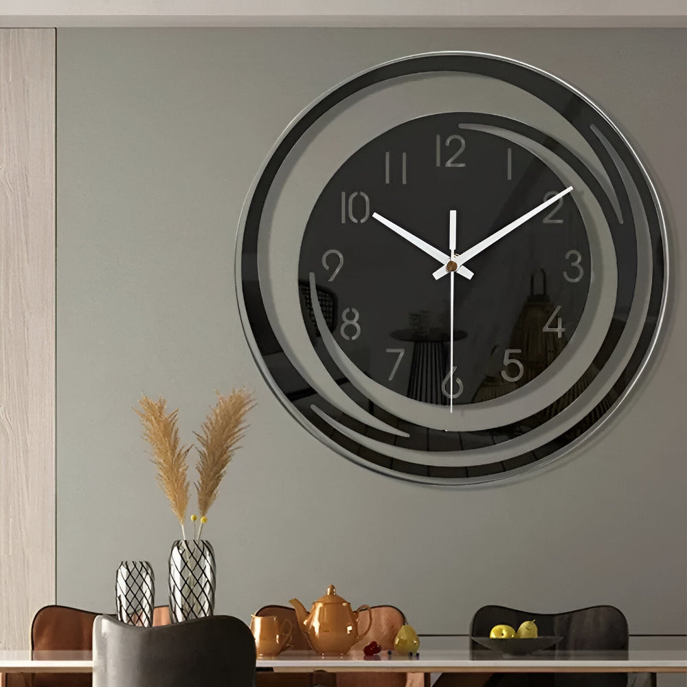 Wall Clock | Modern Black Acrylic Scandinavian Design - Sorana