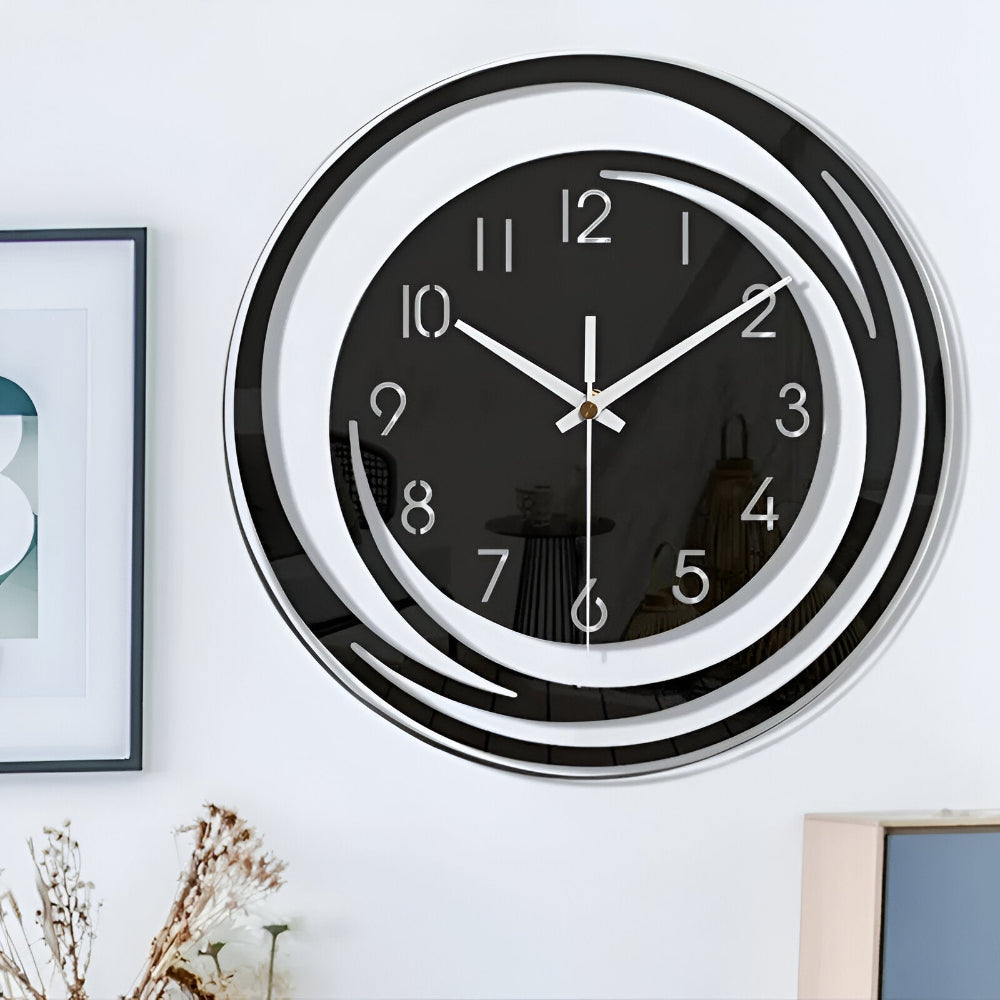 Wall Clock | Modern Black Acrylic Scandinavian Design - Sorana