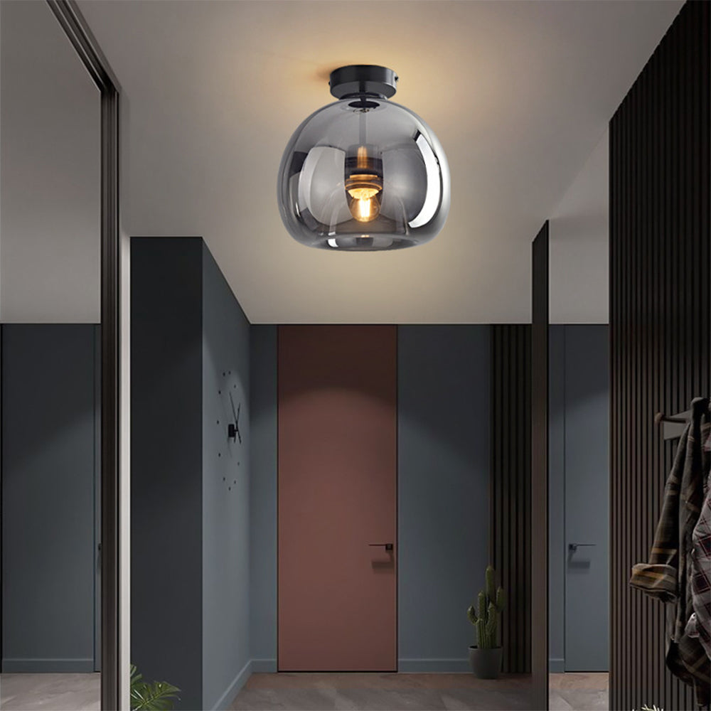 Bubble Glass Pendant Light | Vintage Retro Amber Ceiling Lamp