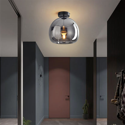 Bubble Glass Pendant Light | Vintage Retro Amber Ceiling Lamp