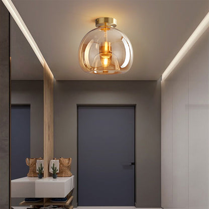 Bubble Glass Pendant Light | Vintage Retro Amber Ceiling Lamp